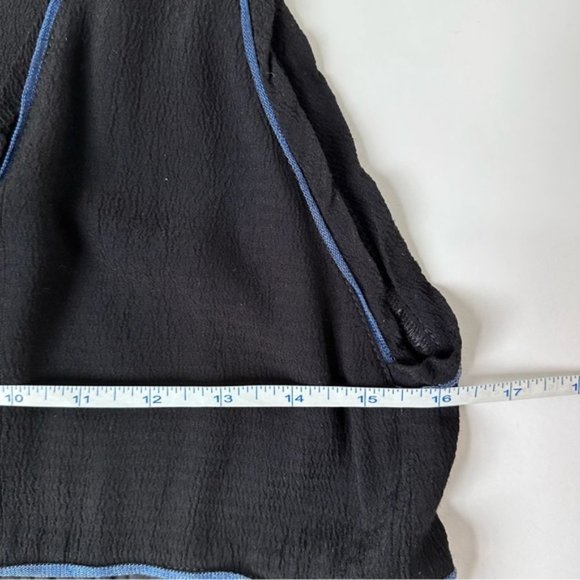 [SOLD] MAJE The Ruben Black & Blue Trim Silk Sleeveless Chiffon Dress Size M - Picture 11 of 14
